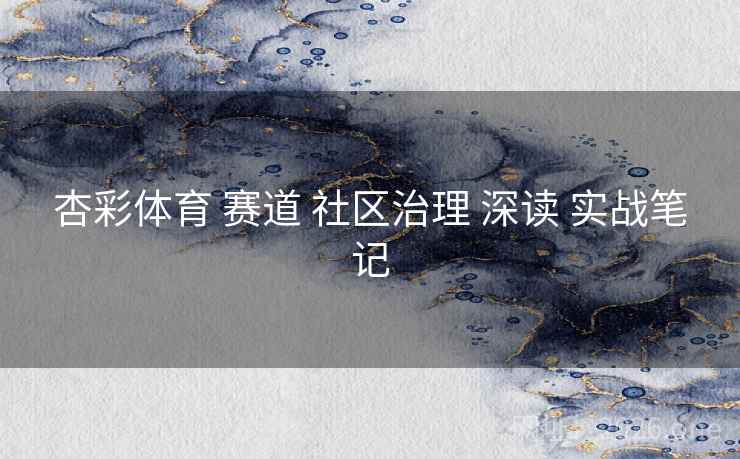 杏彩体育 赛道 社区治理 深读 实战笔记